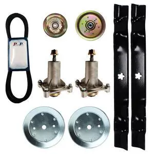 42 Inch Rebuild Kit with 4 Bolt Spindles Pulleys Idlers Blades Belt 187292, 532192870, 197473, 196106, 197253, 532195945 134149 fits PP19A42 PB185A42 PB195H42LT PP20H42YT 42 Inch Rebuild Kit with 4 Bolt Spindles Pulleys Idlers Blades Belt 187292, 532192870, 197473, 196106, 197253, 532195945 134149 fits PP19A42 PB185A42 PB195H42LT PP20H42YT