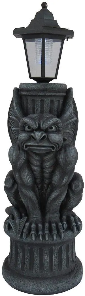 Glowing Grimace Guardian Gargoyle LED Solar Light - Majestic Gothic Decor Garden Statue - 20 Inches High - Adding Mystical Charm to Your Outdoor Sanctuary Glowing Grimace Guardian Gargoyle LED Solar Light - Majestic Gothic Decor Garden Statue - 20 Inches High - Adding Mystical Charm to Your Outdoor Sanctuary