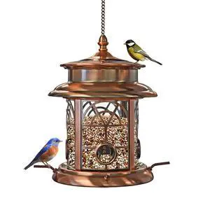 Solar Bird Feeder for Outdoors Hanging | Waterproof Wild Birdfeeder for Outside Weather Resistant Garden Décor Gift for Bird Lovers - Antique Copper Solar Bird Feeder for Outdoors Hanging | Waterproof Wild Birdfeeder for Outside Weather Resistant Garden Décor Gift for Bird Lovers - Antique Copper