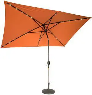 Rectangular Solar Powered LED Lighted Patio Umbrella - 10' x 6.5' (Orange) Rectangular Solar Powered LED Lighted Patio Umbrella - 10' x 6.5' (Orange)
