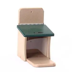 SNSQ Recycled Squirrel Munch Box, Squirrel Feeders, 7-3/16"L X 12-3/8"W X 11-5/8"H, Taupe w/ Green Roof SNSQ Recycled Squirrel Munch Box, Squirrel Feeders, 7-3/16"L X 12-3/8"W X 11-5/8"H, Taupe w/ Green Roof