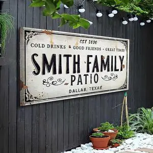 Outdoor Patio Sign - Personalized Patio Wall Canvas Art Decor for Backyard, Pool, Deck, Porch, Bar and Custom Gift Idea for Friends, Family and Couples - Cold Drinks and Great Times Outdoor Patio Sign - Personalized Patio Wall Canvas Art Decor for Backyard, Pool, Deck, Porch, Bar and Custom Gift Idea for Friends, Family and Couples - Cold Drinks and Great Times