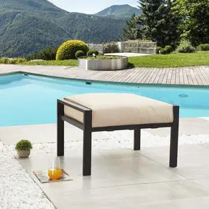 Outdoor Ottoman Patio Footstool Small Seat Furniture with Soft Thick Cushion for Garden Yard Deck Poolside Outdoor Ottoman Patio Footstool Small Seat Furniture with Soft Thick Cushion for Garden Yard Deck Poolside