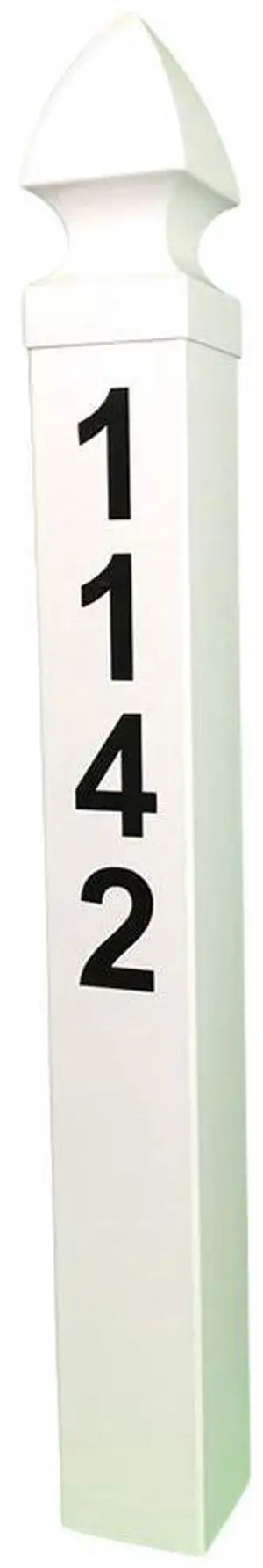 White Address Post 32 Tall Address Marker - Customized Black House Numbers All Hardware & Stake Included Help Emergency Vehicles Find Your Home (Essex Cap) White Address Post 32 Tall Address Marker - Customized Black House Numbers All Hardware & Stake Included Help Emergency Vehicles Find Your Home (Essex Cap)