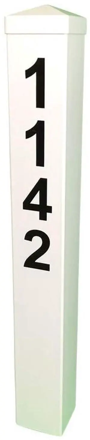White Address Post 32 Tall Address Marker - Customized Black House Numbers All Hardware & Stake Included Help Emergency Vehicles Find Your Home (Hampshire Cap) White Address Post 32 Tall Address Marker - Customized Black House Numbers All Hardware & Stake Included Help Emergency Vehicles Find Your Home (Hampshire Cap)