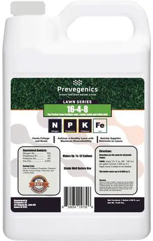 16-4-8 Liquid Lawn Fertilizer | (1 Gallon) | with Iron, L-Amino Acids, and Fulvic Acid | Balanced Lawn Food for All Grass Types 16-4-8 Liquid Lawn Fertilizer | (1 Gallon) | with Iron, L-Amino Acids, and Fulvic Acid | Balanced Lawn Food for All Grass Types
