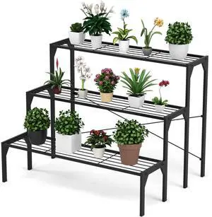 3 Tiers Metal Plant Stand, Ladder Flower Pots Holders, 3 Tiers Step Plant Display Rack, Heavy Duty Utility Storage Organizer Rack for Home Garden Patio Balcony, Stair Style Plant Stand 3 Tiers Metal Plant Stand, Ladder Flower Pots Holders, 3 Tiers Step Plant Display Rack, Heavy Duty Utility Storage Organizer Rack for Home Garden Patio Balcony, Stair Style Plant Stand