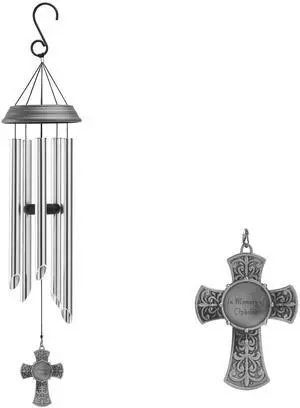 Personalized Memorial Wind Chime - Sympathy - Condolences - Engraved - 30" H + Cross Medallion - Amazing Grace Personalized Memorial Wind Chime - Sympathy - Condolences - Engraved - 30" H + Cross Medallion - Amazing Grace