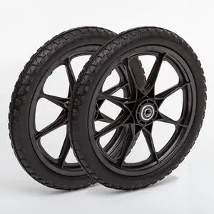 Set of 2 Flat Free Plastic Spoke Wheels | Replacement Wheel for Lawnmower, Garden Cart, Pony Wagon Replacement | 5/8" Bearing Set of 2 Flat Free Plastic Spoke Wheels | Replacement Wheel for Lawnmower, Garden Cart, Pony Wagon Replacement | 5/8" Bearing