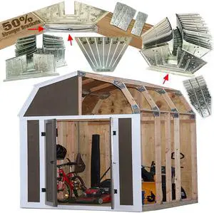 50% Structurally Stronger Truss Design Easy Shed Kit Builds 6'14 Widths Any Length - Bonus Miter Template, Storage Barn Garage Playhouse Easy Framing Kit - 2x4 Basic Barn Roof DIY EZ Framer Kit 50% Structurally Stronger Truss Design Easy Shed Kit Builds 6'14 Widths Any Length - Bonus Miter Template, Storage Barn Garage Playhouse Easy Framing Kit - 2x4 Basic Barn Roof DIY EZ Framer Kit