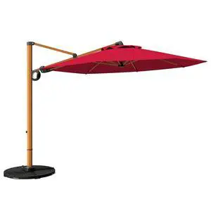 10FT Patio Umbrella, Aluminum Cantilever Umbrella with Round Canopy, Outdoor Offset Umbrella for Patio, Garden, Deck, Red 10FT Patio Umbrella, Aluminum Cantilever Umbrella with Round Canopy, Outdoor Offset Umbrella for Patio, Garden, Deck, Red