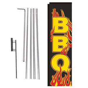 BBQ Barbecue Flames Rectangle Feather Banner Flag with Pole Kit and Ground Spike for Restaurants, Markets, Business Owners outdoor advertising BBQ Barbecue Flames Rectangle Feather Banner Flag with Pole Kit and Ground Spike for Restaurants, Markets, Business Owners outdoor advertising