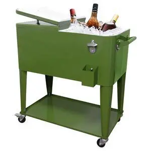 80 Quart Outdoor Patio Cooler on Wheels,Portable Beverage Rolling Cooler Cart for Backyard Deck, Ice Chest with Shelf, Water Pipe and Bottle Opener 80 Quart Outdoor Patio Cooler on Wheels,Portable Beverage Rolling Cooler Cart for Backyard Deck, Ice Chest with Shelf, Water Pipe and Bottle Opener