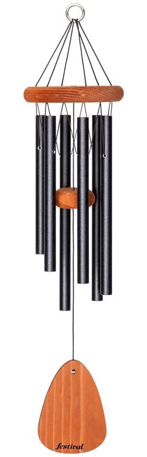24-inch Redwood Wind Chime in Black by Wind River for Patio, Backyard, Garden, and Outdoor décor. Made in the USA 24-inch Redwood Wind Chime in Black by Wind River for Patio, Backyard, Garden, and Outdoor décor. Made in the USA