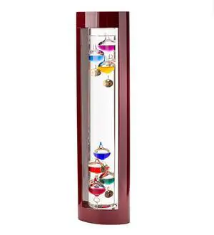 Galileo Glass Thermometer | 14.5-Inches Tall with Cherry Wood Frame | Law of Physics | Indoor Room Temperature for Home House Office Desk Counter Tabletop | Holiday Gift Present Galileo Glass Thermometer | 14.5-Inches Tall with Cherry Wood Frame | Law of Physics | Indoor Room Temperature for Home House Office Desk Counter Tabletop | Holiday Gift Present