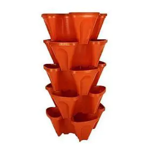 LARGE 64 Quart Stackable Planter 5-Pack - Grow More In Less Space - Plant Pots and Stack - DIY Vertical Gardening System - For Growing Veggies, Herbs, Garden Greens, Starwberries (Terracotta) LARGE 64 Quart Stackable Planter 5-Pack - Grow More In Less Space - Plant Pots and Stack - DIY Vertical Gardening System - For Growing Veggies, Herbs, Garden Greens, Starwberries (Terracotta)