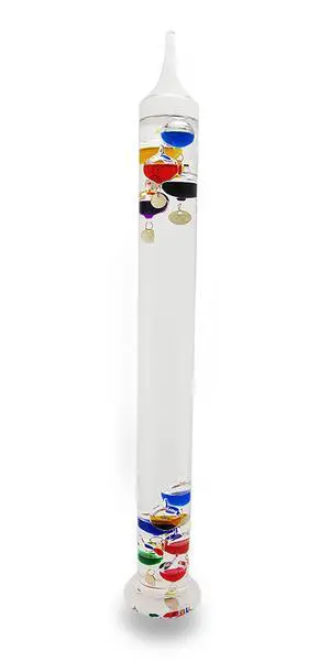 Exquisite 22-Inch High Glass Galileo Thermometer: Featuring 11 Colored Liquid-Filled Bubbles for Precision Temperature Readings and Decorative Elegance in Home or Office Exquisite 22-Inch High Glass Galileo Thermometer: Featuring 11 Colored Liquid-Filled Bubbles for Precision Temperature Readings and Decorative Elegance in Home or Office