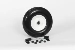 Flat Free Universal Wheelbarrow Replacement Tire | Complete Wheel Assembly | White Rim and Ribbed Tread | 13" Wheel | Adapter Kit Included Flat Free Universal Wheelbarrow Replacement Tire | Complete Wheel Assembly | White Rim and Ribbed Tread | 13" Wheel | Adapter Kit Included