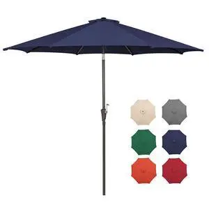 9 Ft Patio Umbrella Outdoor Table Market Umbrellas With Push Button Tilt&Crank Lift,8 Ribs(Navy blue) 9 Ft Patio Umbrella Outdoor Table Market Umbrellas With Push Button Tilt&Crank Lift,8 Ribs(Navy blue)