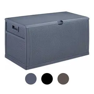 Plastic Deck Box Wicker 120 Gallon, Gray - Water-resistant Storage Container Outdoor Patio Garden Furniture Plastic Deck Box Wicker 120 Gallon, Gray - Water-resistant Storage Container Outdoor Patio Garden Furniture