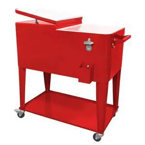 Rolling Cooler Cart Ice Chest for Outdoor Patio Deck Party Portable Bar Cold Drink Beverage Cart, Backyard Cooler Trolley on Wheels with Shelf,80 Quart Cooling Bins, Bottle Opener Rolling Cooler Cart Ice Chest for Outdoor Patio Deck Party Portable Bar Cold Drink Beverage Cart, Backyard Cooler Trolley on Wheels with Shelf,80 Quart Cooling Bins, Bottle Opener