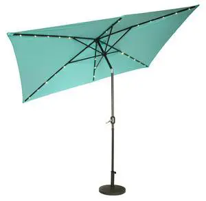 Rectangular Solar Powered LED Lighted Patio Umbrella - 10' x 6.5' (Teal) Rectangular Solar Powered LED Lighted Patio Umbrella - 10' x 6.5' (Teal)