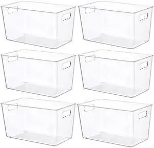 6 PCS Clear Plastic Storage Bins, Pantry Organizer Containers with Handle for Refrigerator, Fridge, Cabinet, Kitchen, Countertops, Cupboard, Home Organization and Storage, XL 6 PCS Clear Plastic Storage Bins, Pantry Organizer Containers with Handle for Refrigerator, Fridge, Cabinet, Kitchen, Countertops, Cupboard, Home Organization and Storage, XL