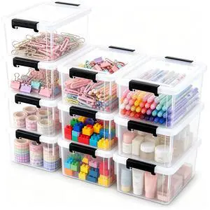 10 Pack 1.3 Quart Plastic Storage Bins with Lids Small Storage Containers Stackable Box with Buckle-up Latches for Organization 10 Pack 1.3 Quart Plastic Storage Bins with Lids Small Storage Containers Stackable Box with Buckle-up Latches for Organization