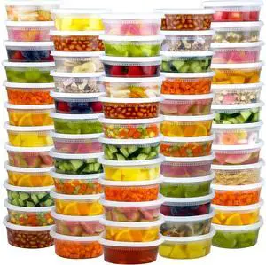 60 Sets (120-Piece) Deli Containers with Lids 8 oz, Leak-Proof & BPA Free Airtight Takeout Plastic Food Storage Containers for Soup, Freezer/Microwave/Dishwasher Safe 60 Sets (120-Piece) Deli Containers with Lids 8 oz, Leak-Proof & BPA Free Airtight Takeout Plastic Food Storage Containers for Soup, Freezer/Microwave/Dishwasher Safe