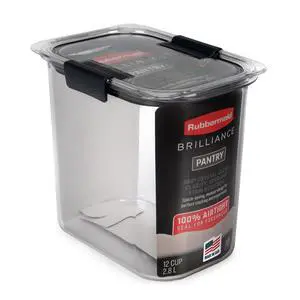 Brilliance 12-Cup Airtight Food Storage Container, Perfect for Pantry Staples, Clear/Grey Brilliance 12-Cup Airtight Food Storage Container, Perfect for Pantry Staples, Clear/Grey