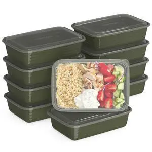 Prep - 20-Piece 1-Compartment Reusable Meal Prep Containers with Lids, PFAS & BPA Free Materials, Durable, Microwave, Freezer, & Dishwasher Safe To Go Food Storage (Khaki Green) Prep - 20-Piece 1-Compartment Reusable Meal Prep Containers with Lids, PFAS & BPA Free Materials, Durable, Microwave, Freezer, & Dishwasher Safe To Go Food Storage (Khaki Green)