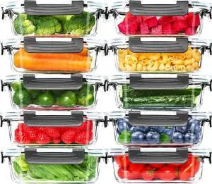 10 Pack Glass Meal Prep Containers, 22 OZ Glass Airtight Food Storage Containers with Lids, Pantry Kitchen Storage Containers for Lunch, Food Storage, Meal Prep, Lunch Bento Boxes 10 Pack Glass Meal Prep Containers, 22 OZ Glass Airtight Food Storage Containers with Lids, Pantry Kitchen Storage Containers for Lunch, Food Storage, Meal Prep, Lunch Bento Boxes