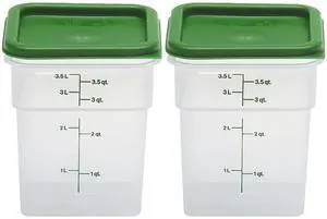 Food Storage Container with Lid (Microwave Safe and BPA-Free) - 2 Pack - Classic Series Square with Green Lid - 4 QT (Quart) - Commercial Grade for Food Prep (Translucent) Food Storage Container with Lid (Microwave Safe and BPA-Free) - 2 Pack - Classic Series Square with Green Lid - 4 QT (Quart) - Commercial Grade for Food Prep (Translucent)