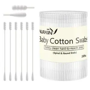 Baby Cotton Swabs, Paper Sticks Cotton Buds for Baby Ear Nose Clean-200Pcs(Spiral & Round) Baby Cotton Swabs, Paper Sticks Cotton Buds for Baby Ear Nose Clean-200Pcs(Spiral & Round)