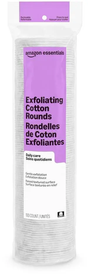 Amazon Essentials Exfoliating Cotton Rounds, 100 Count (Pack of 1) (Previously Amazon Basics) Amazon Essentials Exfoliating Cotton Rounds, 100 Count (Pack of 1) (Previously Amazon Basics)