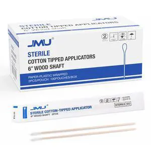 6 Inch Sterile Cotton Tipped Applicators, 200 Count Long Cotton Swabs, Wood Shaft Medical Swabs 6 Inch Sterile Cotton Tipped Applicators, 200 Count Long Cotton Swabs, Wood Shaft Medical Swabs