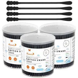 Black Cotton Swabs Spiral - 600 Count Organic Cotton Buds Double Side Tightly Wrapped Charcoal Cotton Tips Paper Stick Soft Gentle Lint-Free Cruelty-Free Goth Bathroom, Round & Spiral (Black) Black Cotton Swabs Spiral - 600 Count Organic Cotton Buds Double Side Tightly Wrapped Charcoal Cotton Tips Paper Stick Soft Gentle Lint-Free Cruelty-Free Goth Bathroom, Round & Spiral (Black)
