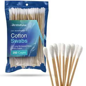 50 Biodegradable Long Cotton Swabs - 8 Inch Long Swabs for Ears - Made From Birchwood and 100% Cotton - Lint Free 50 Biodegradable Long Cotton Swabs - 8 Inch Long Swabs for Ears - Made From Birchwood and 100% Cotton - Lint Free