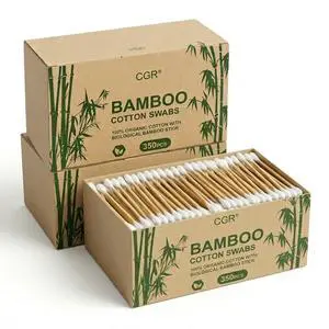 1050pcs CGR Organic cotton Swabs, 100% Cotton Double-Tipped, Bamboo Sticks(compostable), Travel Pack(3 Pack of 350 Swabs Total) 1050pcs CGR Organic cotton Swabs, 100% Cotton Double-Tipped, Bamboo Sticks(compostable), Travel Pack(3 Pack of 350 Swabs Total)