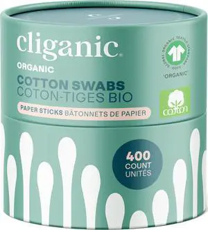 Organic Cotton Swabs, 400 Count - 100% Pure Natural Cotton, Chlorine-Free Hypoallergenic, Soft, Gentle & Absorbent Paper Buds Organic Cotton Swabs, 400 Count - 100% Pure Natural Cotton, Chlorine-Free Hypoallergenic, Soft, Gentle & Absorbent Paper Buds