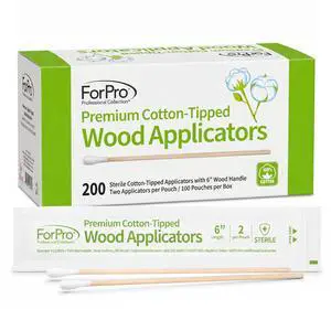 Premium Cotton-Tipped Wood Applicators, 200-Count Sterile Cotton Swabs with 6" Wood Handle for Medical, Personal Care, Travel, Individually Wrapped in Pairs Premium Cotton-Tipped Wood Applicators, 200-Count Sterile Cotton Swabs with 6" Wood Handle for Medical, Personal Care, Travel, Individually Wrapped in Pairs