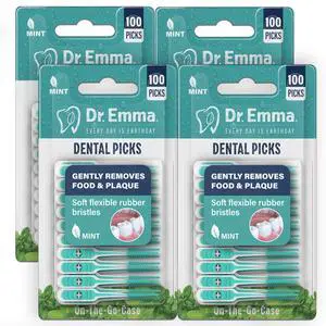 Soft Rubberized Dental Picks Mint Brush Picks, 100 Count (4 Packs, Mint) Soft Rubberized Dental Picks Mint Brush Picks, 100 Count (4 Packs, Mint)