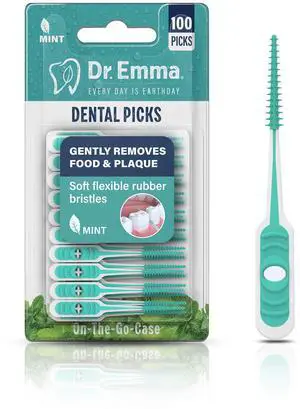 Soft Rubberized Dental Picks Mint Brush Picks, 100 Count (1 Packs, Mint) Soft Rubberized Dental Picks Mint Brush Picks, 100 Count (1 Packs, Mint)