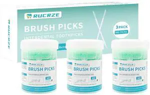 Brushpicks Interdental Toothpicks,Soft Bristle Dental Floss Picks Toothpicks,Helps Removes Plaque and Debris Between Your Teeth,Mint 900PCS(3 Packs of 300) Brushpicks Interdental Toothpicks,Soft Bristle Dental Floss Picks Toothpicks,Helps Removes Plaque and Debris Between Your Teeth,Mint 900PCS(3 Packs of 300)