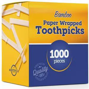 Individually Paper Wrapped Toothpicks | Eco-Friendly Bulk Pack of 1000 Wooden Food Safe Fruit Pick for Appetizers Cocktail Barbecue & Party | Double Pointed Tooth Picks for Teeth Cleaning Individually Paper Wrapped Toothpicks | Eco-Friendly Bulk Pack of 1000 Wooden Food Safe Fruit Pick for Appetizers Cocktail Barbecue & Party | Double Pointed Tooth Picks for Teeth Cleaning