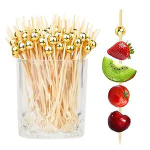 200PCS Cocktail Picks, Fancy Toothpicks for Appetizers, Decorative Skewers for Appetizers Drinks Party Fruit, 4.7 Inch Long Wooden Bamboo Gold Ball Food Sticks Charcuterie Boards Accessories 200PCS Cocktail Picks, Fancy Toothpicks for Appetizers, Decorative Skewers for Appetizers Drinks Party Fruit, 4.7 Inch Long Wooden Bamboo Gold Ball Food Sticks Charcuterie Boards Accessories