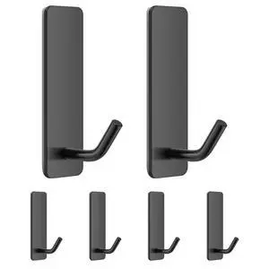 Small Self Adhesive Hooks for Walls No Damage, 6-Pack Stainless Steel Stick on Hooks for Hanging Towel Key Hat Bag Jewelry, Sticky Hangers for Kitchen Bathroom Door (Black(6pcs)) Small Self Adhesive Hooks for Walls No Damage, 6-Pack Stainless Steel Stick on Hooks for Hanging Towel Key Hat Bag Jewelry, Sticky Hangers for Kitchen Bathroom Door (Black(6pcs))