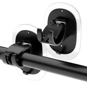 2 Pack No Drill Curtain Rod Brackets Self Adhesive Curtain Rod Holder No Drilling Curtain Rod Hooks Nail Free Adjustable Curtain Rod Holders Curtain Hangers for Bathroom Kitchen Renter Black 2 Pack No Drill Curtain Rod Brackets Self Adhesive Curtain Rod Holder No Drilling Curtain Rod Hooks Nail Free Adjustable Curtain Rod Holders Curtain Hangers for Bathroom Kitchen Renter Black