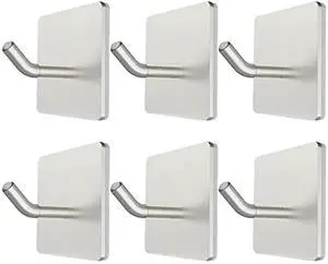 Pack Adhesive Hooks, 3M Self Adhesive, Metal Wall Sticky Hooks Hanger for Keys Bags Clothes Hat Towel, Kitchen Bath Room Living Room No Drilling Needed Pack Adhesive Hooks, 3M Self Adhesive, Metal Wall Sticky Hooks Hanger for Keys Bags Clothes Hat Towel, Kitchen Bath Room Living Room No Drilling Needed