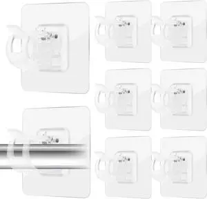 No Drill Curtain Rod Brackets -8PCS Self Adhesive Curtain Rod Holder - Nail Free Adjustable Curtain Rod Hooks Hangers for Bathroom Kitchen Home Bathroom and Hotel No Drill Curtain Rod Brackets -8PCS Self Adhesive Curtain Rod Holder - Nail Free Adjustable Curtain Rod Hooks Hangers for Bathroom Kitchen Home Bathroom and Hotel